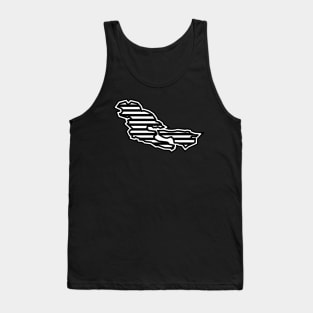 Pender Island Silhouette in Black and White Stripes - Line Pattern - Pender Island Tank Top